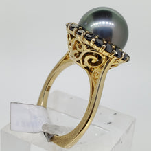 Load image into Gallery viewer, Black Pearl &amp; Black Diamond Ring
