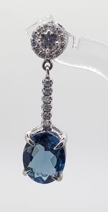 Dangle Diamond & Blue Sapphire Earrings