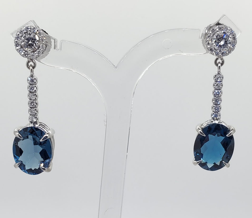 Dangle Diamond & Blue Sapphire Earrings
