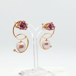Pink Pearl and Pink Topaz Earrings