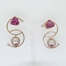 Load image into Gallery viewer, Pink Pearl and Pink Topaz Earrings
