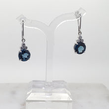 Load image into Gallery viewer, London Blue Topaz Round Drop Earrings
